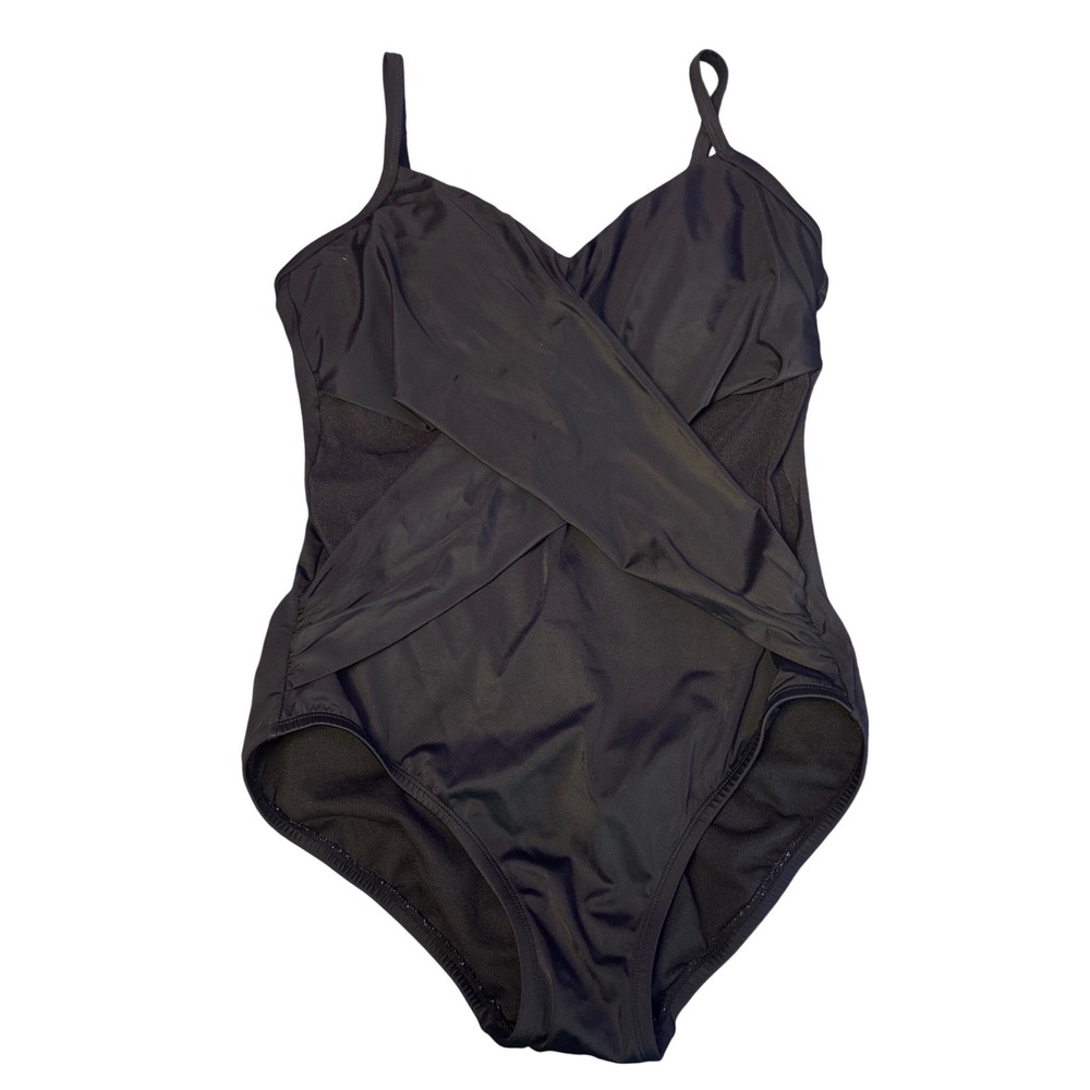 Embrace Your Curves Miracle Brands Women's Black One Piece Swimsuit, Size M 8-10